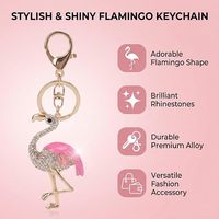 Gantungan Kunci Berlian Imitasi Bentuk Flamingo Aksesori Ornamen Liontin Dekoratif Bergaya Mengkilap Cerah untuk Tas Ransel Tas Tangan