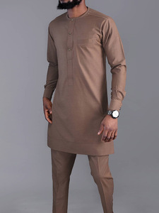 <span class=keywords><strong>Ensemble</strong></span> <span class=keywords><strong>Homme</strong></span> Grande Taille <span class=keywords><strong>Africain</strong></span> Costume Brodé Manches Longues Chemises et Pantalons Couleur Unie Tenues Formelles Printemps 2 Pièces - Product Image 6