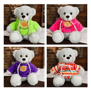 OEM produttore personalizzato peluche cappuccio <span class=keywords><strong>orsacchiotto</strong></span> t-shirt all'ingrosso giallo verde rosa rosso blu <span class=keywords><strong>viola</strong></span> blu <span class=keywords><strong>orsacchiotto</strong></span> con vestiti - Product Image 5