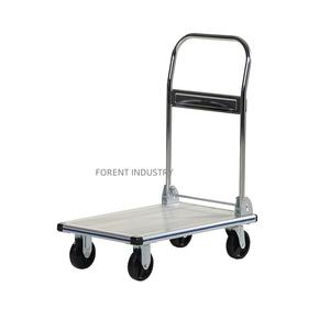 Einarmiger Aluminium-Klappwagen mit 180 kg Tragkraft, 350 kg Kapazität, 4 Zoll Nicht-Markierende Polyurethan-Rollen, Handwagen - Product Image 5