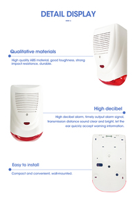 Sirène d'alarme puissante avec lumière stroboscopique intégrée, son multi-tonalités et lumière clignotante, alerte d'urgence pour système d'alarme anti-intrusion - Product Image 3