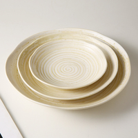 WEIYE assiette en porcelaine assiettes en céramique de haute qualité plaques en céramique jaune caramel ensemble d'assiettes en porcelaine céramique ronde pour Restaurant