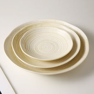 WEIYE assiette en porcelaine assiettes en céramique de haute qualité plaques en céramique jaune caramel ensemble d'assiettes en porcelaine céramique ronde pour Restaurant - Product Image 4