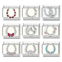 Nouveau design – Maillons de bracelet italien en acier inoxydable plaqué or – Breloques italiennes DIY en forme de nœud, cœur, fleur et fer à cheval
