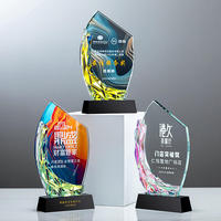 Nouvelle plaque de récompense en verre cristal arc-en-ciel au design personnalisé