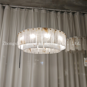 Lámpara colgante de alabastro grande de lujo personalizada, decoración del hogar, candelabro de alabastro para sala de estar - Product Image 4