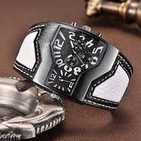 Oulm 1220 Luxe Quartz Unique Surface Design Multiple Fuseau Horaire Bracelet En Cuir Homme Montre-Bracelet Relogio Masculino Montres Hommes