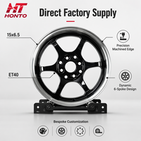 Venta Directa de Fábrica y al por Mayor: Llantas de Aleación JDM de 5 Radios con Borde Pulido Negro Brillante, 15 y 16 Pulgadas, 4x100/4x114.3 5x100 5x114.3, Rines Tuner