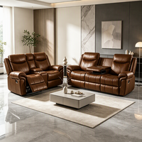 Ensemble de fauteuils inclinables manuels modernes et innovants Frank à 3 places avec console porte-gobelets pour home cinéma