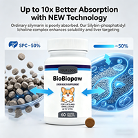 Tabletas de Alta Biodisponibilidad para el Soporte Hepático de Mascotas - Silibina-Fosfatidilcolina para Perros y Gatos Pequeños, hasta 12 Libras, Botella de 60 Unidades