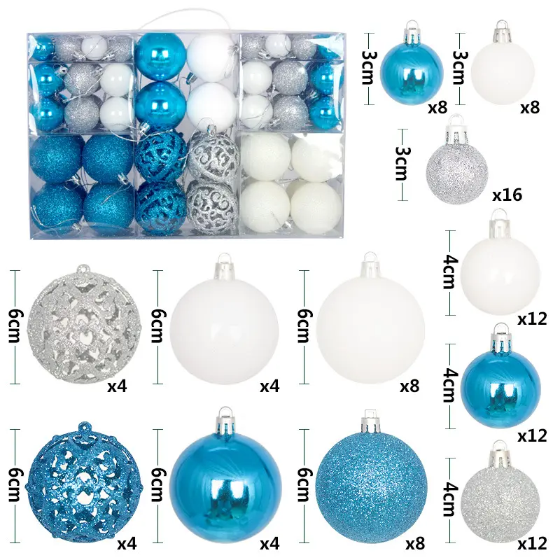 100pcs New Stock Custom Shatterproof Tree Ornaments Free Sample Christmas Ball For Easter Mardi Gras Holiday Decorations