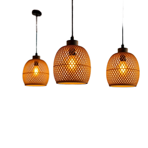 Paralume <span class=keywords><strong>in</strong></span> Bambù Intrecciato Naturale, Design Testurizzato Speciale, Lampada a Sospensione Minimalista per Soggiorno e Arredamento Casa - Product Image 1