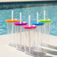 Tasse à thé au lait personnalisé de 700ml/24oz Bubble Pearl gobelet en plastique réutilisable à double paroi avec paille pour cadeaux et verres