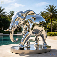 Maßgefertigte Spiegelpolierte Edelstahl-Tierskulpturen, Pferde-, Elefanten-, Adler-, Löwen-, Giraffen- & Wolf-Statuen für Parks und Plätze