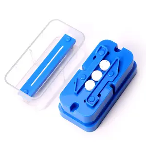 Mini cortador de pastillas redondo de plástico, divisor ajustable para múltiples pastillas grandes/pequeñas, hoja de corte de acero inoxidable y protector de hoja