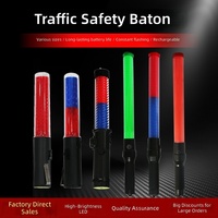 Bâton lumineux LED de 26 cm à piles, qualité ingénieur, rétro-réfléchissant, clignotant/éclairage continu pour avertissement de chantier routier