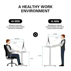 Bureau ergonomique moderne à 2 pieds, réglable en hauteur, <span class=keywords><strong>table</strong></span> d'ordinateur convertible populaire - Product Image 3