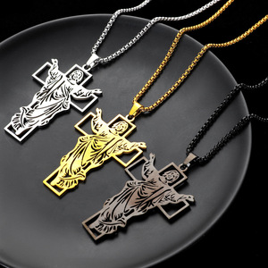 Cruz Jesús Vintage Hip-Hop Acero inoxidable crucifijo moda colgante hueco nicho titanio acero Collar para hombres al por mayor - Product Image 1
