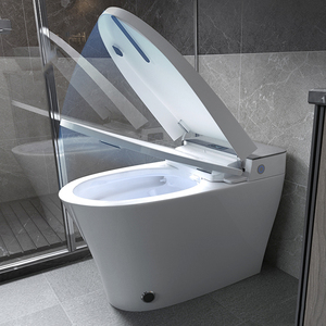 WC intelligent électrique électronique à chasse d'eau siphonique de conception moderne de luxe entièrement automatique 110V/220V Noir - Product Image 5