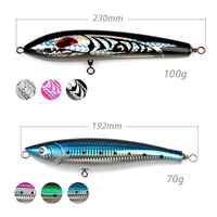Leurre de pêche flottant en bois Weihai 19cm 70g 23cm 100g, non peint, pour eau salée, type stickbait, pour la pêche à la traîne