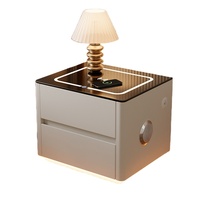 Table de chevet pliable intelligente avec haut-parleur Bluetooth, charge sans fil, éclairage LED sous le plateau, deux tiroirs, chambre à coucher moderne