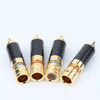Offre Spéciale RCA mâle connecteur prise Jack câble adaptateur connecteur noir Fiber de carbone or trois cercle Type Audio 9mm