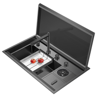 Asras SUS304 Évier de cuisine multifonctionnel à cuvette unique caché sous le comptoir avec robinet 8250NX
