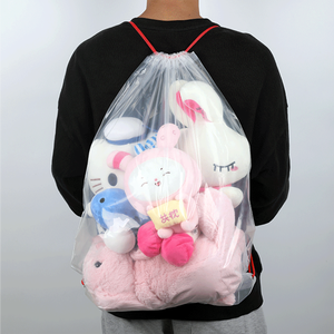 Logo personalizzato di grande capacità chiaro orso peluche bambola PE trasparente con coulisse zaino riutilizzabile e <span class=keywords><strong>richiudibile</strong></span> per uso cuscino - Product Image 1