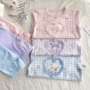 95% Baumwolle Mädchen-Hauskleidung Niedliches Pyjama-Set Herzförmig Ganzjährig Hauskleidung Frühling <span class=keywords><strong>2</strong></span>-Teiliges Set Geeignet für Alter <span class=keywords><strong>3</strong></span>-10 - Product Image 3