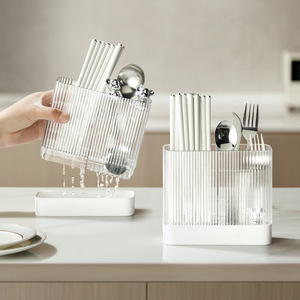 HeDou Wall Mounted Chopstick Holder Square See Through Multipurpose Draining Rack - Product Image 2