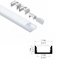 Luminaire linéaire LED 1708B pour armoire, profil en aluminium anodisé argenté, montage encastré en surface, décorations pour soudure et découpe