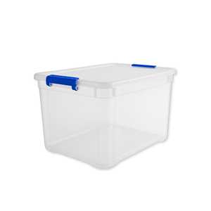 Contenitore Multiuso 56x38.5x29 Cm 43 Litri Trasparente Con Chiusura A Scatto Per Lavanderia E Organizzazione - Product Image 1