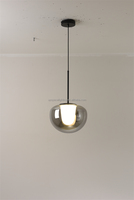 Suspension en verre gris fumée moderne lumière blanche chaude 220V AC lustre de plafond lumière aluminium pierre interrupteur maison bureau Villa