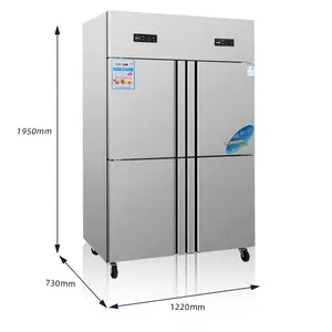 Commercial Kitchen Equipment two Door Stainless Steel Vertical Freezer and Refrigerator Air Cooler on Sale 4 doors
