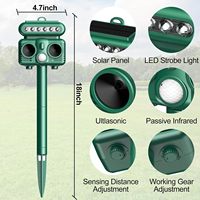 Répulsif solaire infrarouge pour animaux, mode réglable, lumières stroboscopiques clignotantes, répulsif pour chat, chien, écureuil, rat, raton laveur, cerf, piles