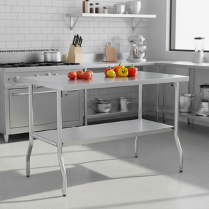 Mesa de Trabajo Plegable Moderna con Superficie de Acero Inoxidable Pulido, Superficie Higiénica Fácil de Limpiar, Segura para Preparación Directa de Alimentos - Product Image 3