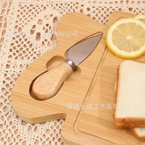 Planche à fromage en bambou avec couteau et fourchette, style simple, planche à découper en bois pour fruits, légumes, pain, assiette occidentale - Product Image 4