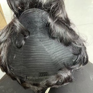 Parrucche Corte alla Moda, Prodotte a Macchina, in Pizzo, a Densità Piena, con Capelli Umani Brasiliani Originali, Adatte per Donne Nere - Product Image 6