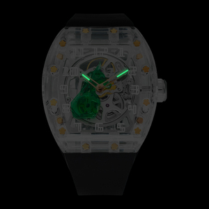 Custom Barrel-shaped Sapphire Crystal <b>Automatic</b> <b>Watch</b> PT5000 Mechanical <b>Skeleton</b> Waterproof Fluororubber Band Men <b>Watch</b> - Product Image 1