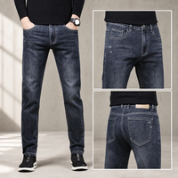 Jeans en denim pour hommes en gros, grandes tailles, coupe droite, délavés, personnalisables OEM, style streetwear décontracté