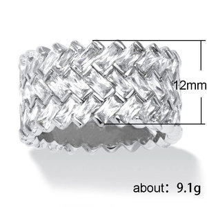 Anello a Mezza Fascia a Forma di T con Zirconi per Donne, Placcato in Ottone, Gioiello Elegante e alla Moda, Idea Regalo - Product Image 4