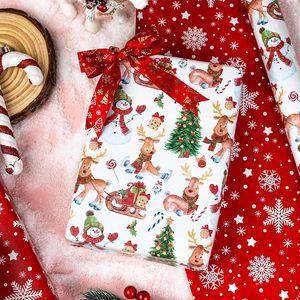 Christmas Wrapping <b>Paper</b> Reindeer Snowman Tree Design 17 In X 32.8 Ft Double Side Recyclable Gift Craft <b>Paper</b> - Product Image 2