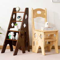 Tabouret échelle pliable d'intérieur en bois massif Chaise d'escalier multifonctionnelle à double usage Échelle pliable à double usage