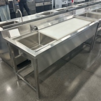 Table de nettoyage de poisson en acier inoxydable pour restaurant avec évier et égouttoir, plateforme de préparation de poisson avec planche à découper