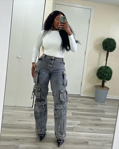 OUDINA <span class=keywords><strong>Jeans</strong></span> Cargo da <span class=keywords><strong>Donna</strong></span> Multi-tasca <span class=keywords><strong>Grigio</strong></span> Larghi e Comodi Calças Jean Femininas <span class=keywords><strong>Jeans</strong></span> Personalizzati - Product Image 6