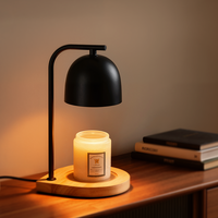 Lampe chauffe-bougies moderne en verre marbré, chauffe-cire électrique à base de bois en métal doré, lampe de table décorative pour le salon