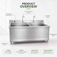 Station de lavage alimentaire en acier inoxydable pour légumes, vaisselle et ustensiles, double bac, vente en gros d'usine