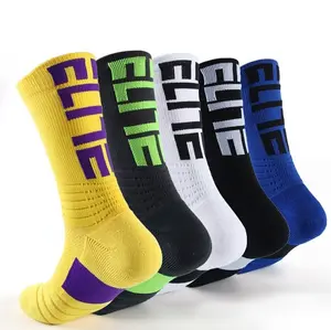 Performance Terry Cushion Men Athletic Sport Socks Custom Logo Crew Super Elite Basketball Socks