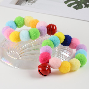 Bola de felpa decorativa, collar para cachorros, Bola de pompón de felpa de color macarrón, cuello bonito para mascotas, Collar para perros y gatos, elástico - Product Image 3