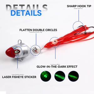 Leurre de pêche JIGGINGSOUL-JL056-New Tête de gabarit lente Pêche lumineuse Jigging <span class=keywords><strong>Octopus</strong></span> Assist Hook Rigs Squid Skirt Metal Jig Lure - Product Image 2